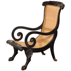19th Century Ceylonese Hardwood and Cane Planters Chair