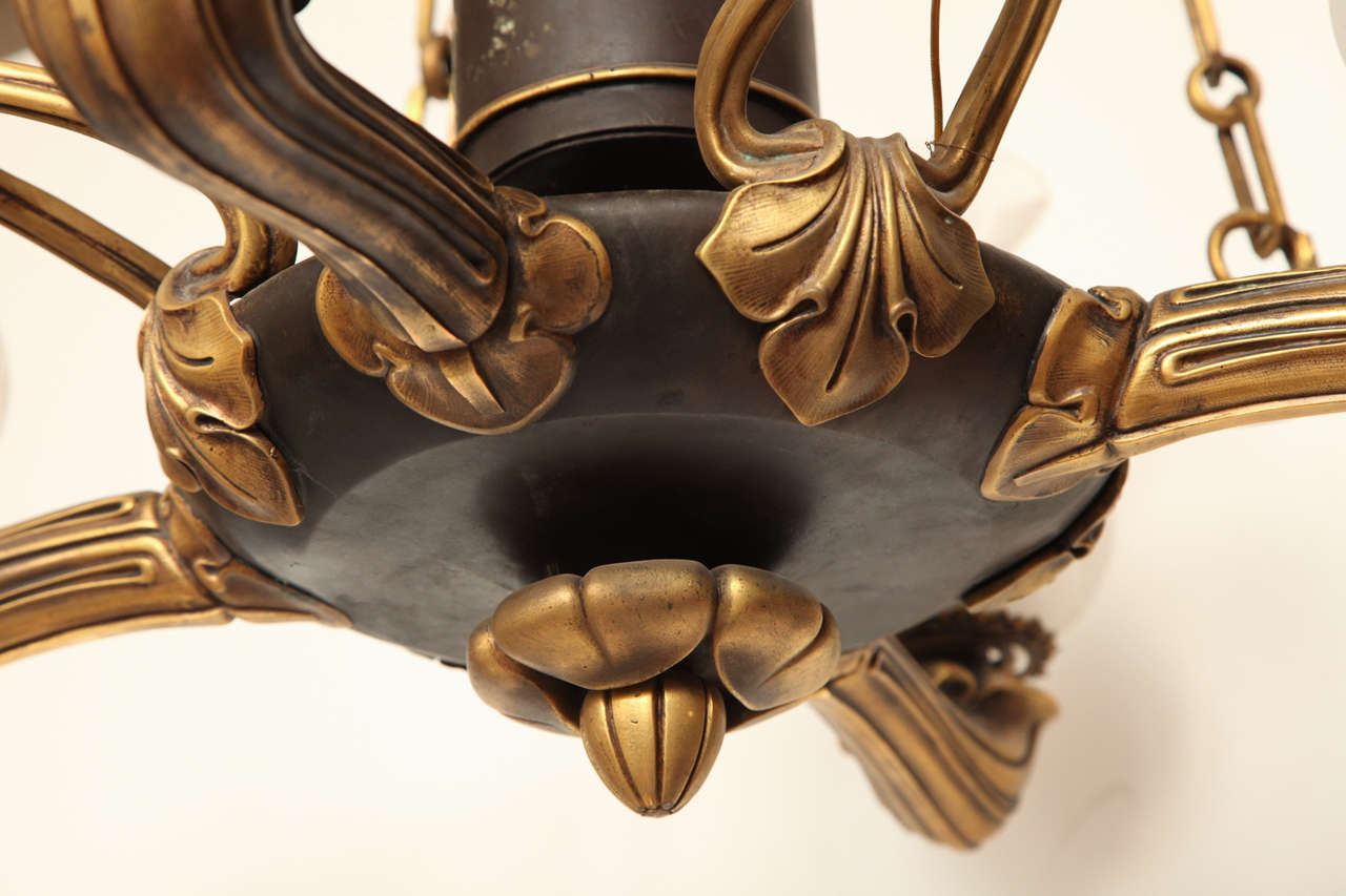 Superb Pair of Regency Style Bronze, Four-Light Chandelier In Good Condition For Sale In New York, NY