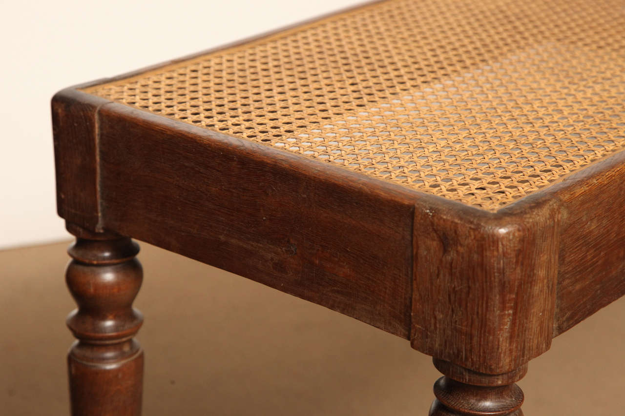 19th Century English Oak and Cane Bench 3