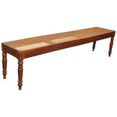 19th Century English Oak and Cane Bench
