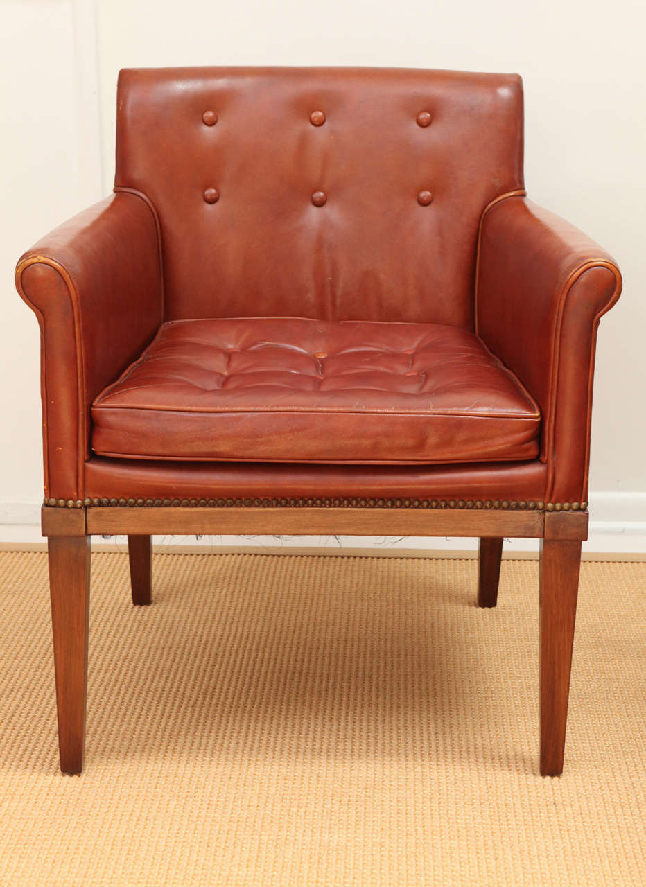 Mid-Century Modern Pair of Ralph Morse Leather Armchairs