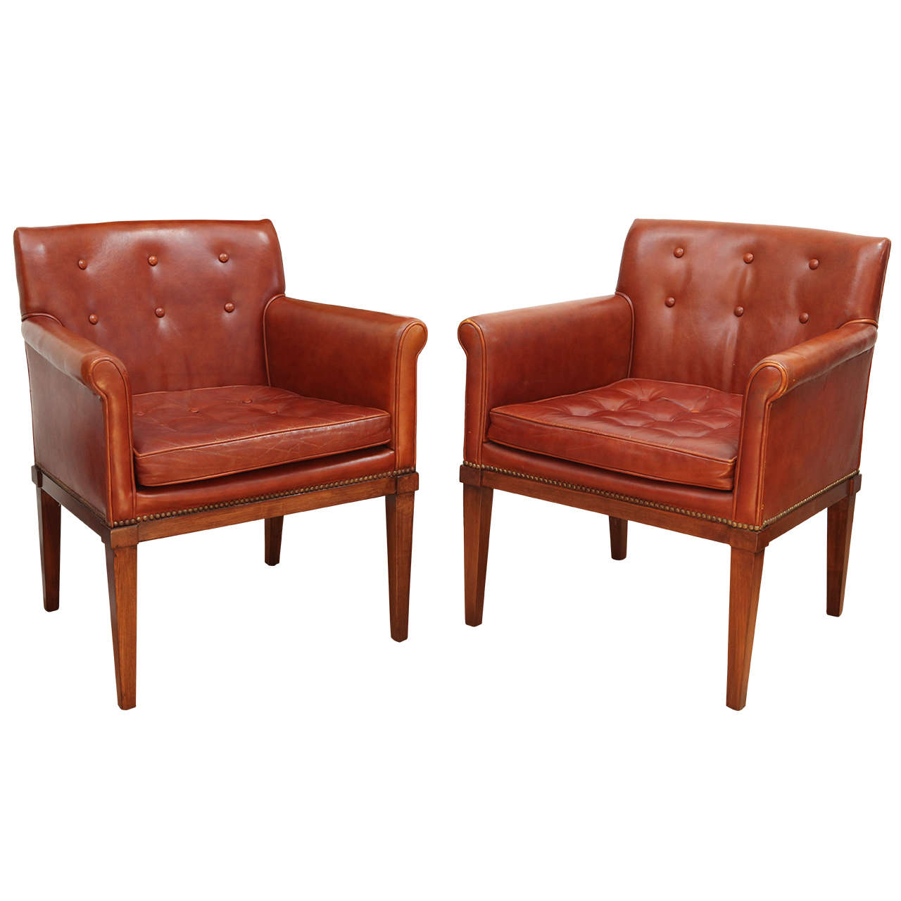Pair of Ralph Morse Leather Armchairs