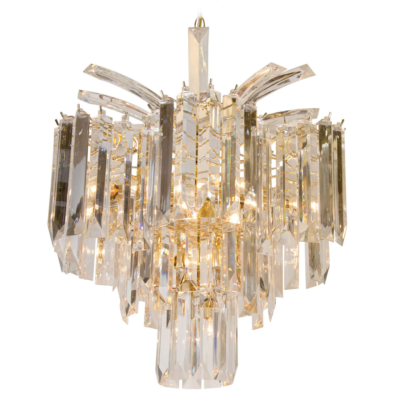 Mid-Century Lucite Chandelier with Waterfall Spray Top