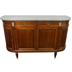 Art Deco Buffet with Wooden Decorative Panels and Marble Top