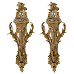 20th Century Pair of French Gilt Bronze Sconces