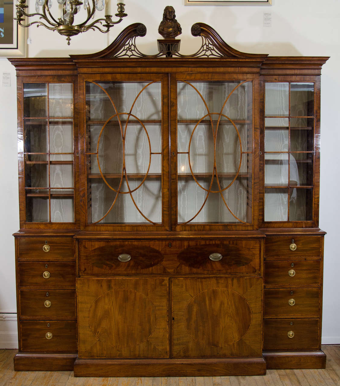 A 19th Century George III Baroque Mahogany Breakfront Secretary