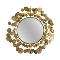 Midcentury Circular "Raindrop" Wall Mirror by Curtis Jere