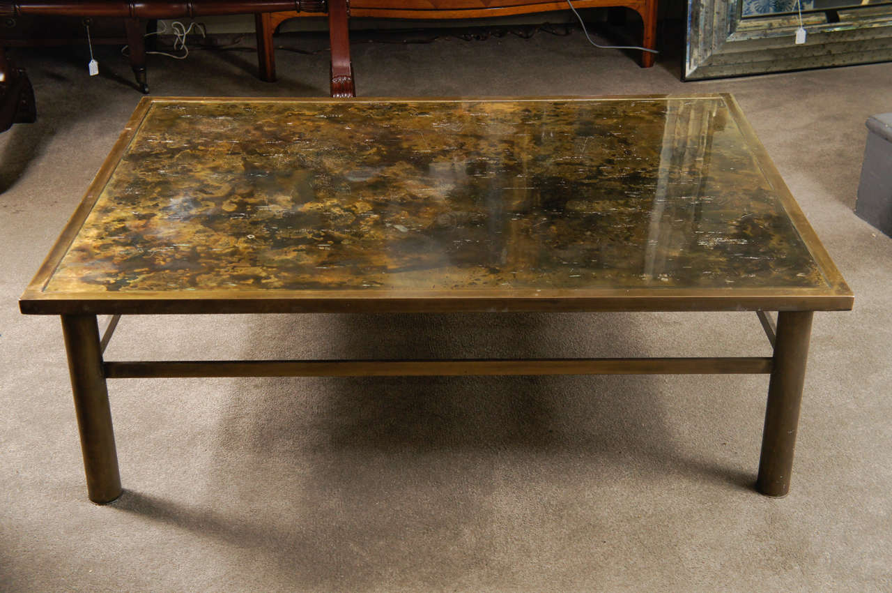 Bronze table with mottled top