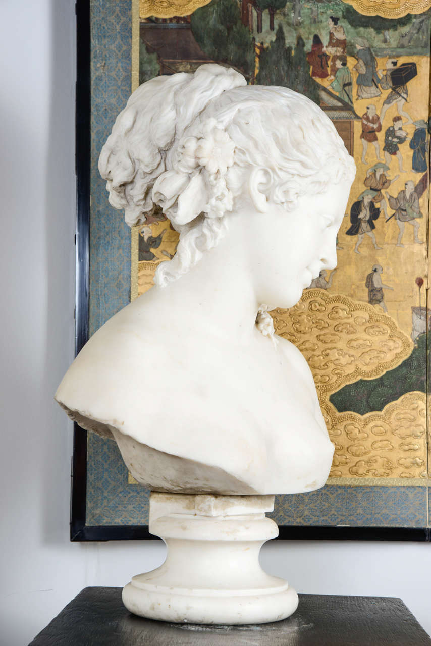 Marble 19th Century Sculptural Bust of a Young Women