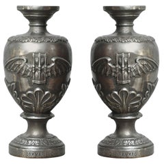 Pair of Large Art Deco Cast Iron Urns signed Dammarie E, France, 1930 