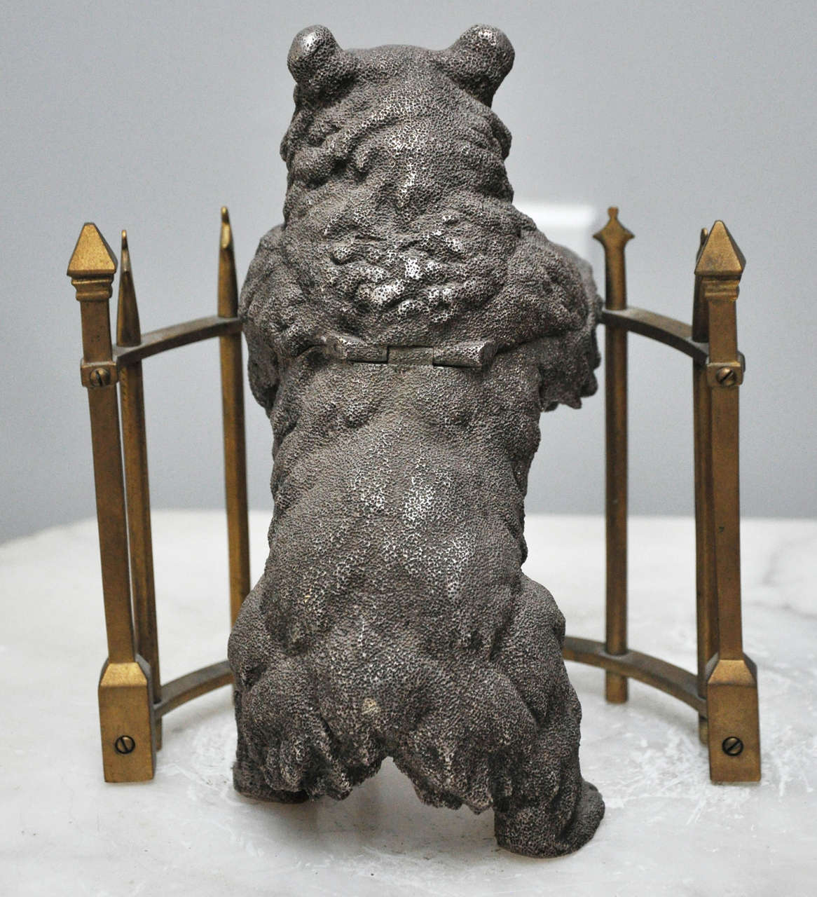 Russian Silvered Bronze Bear Inkwell, Russia, 1870 For Sale 1