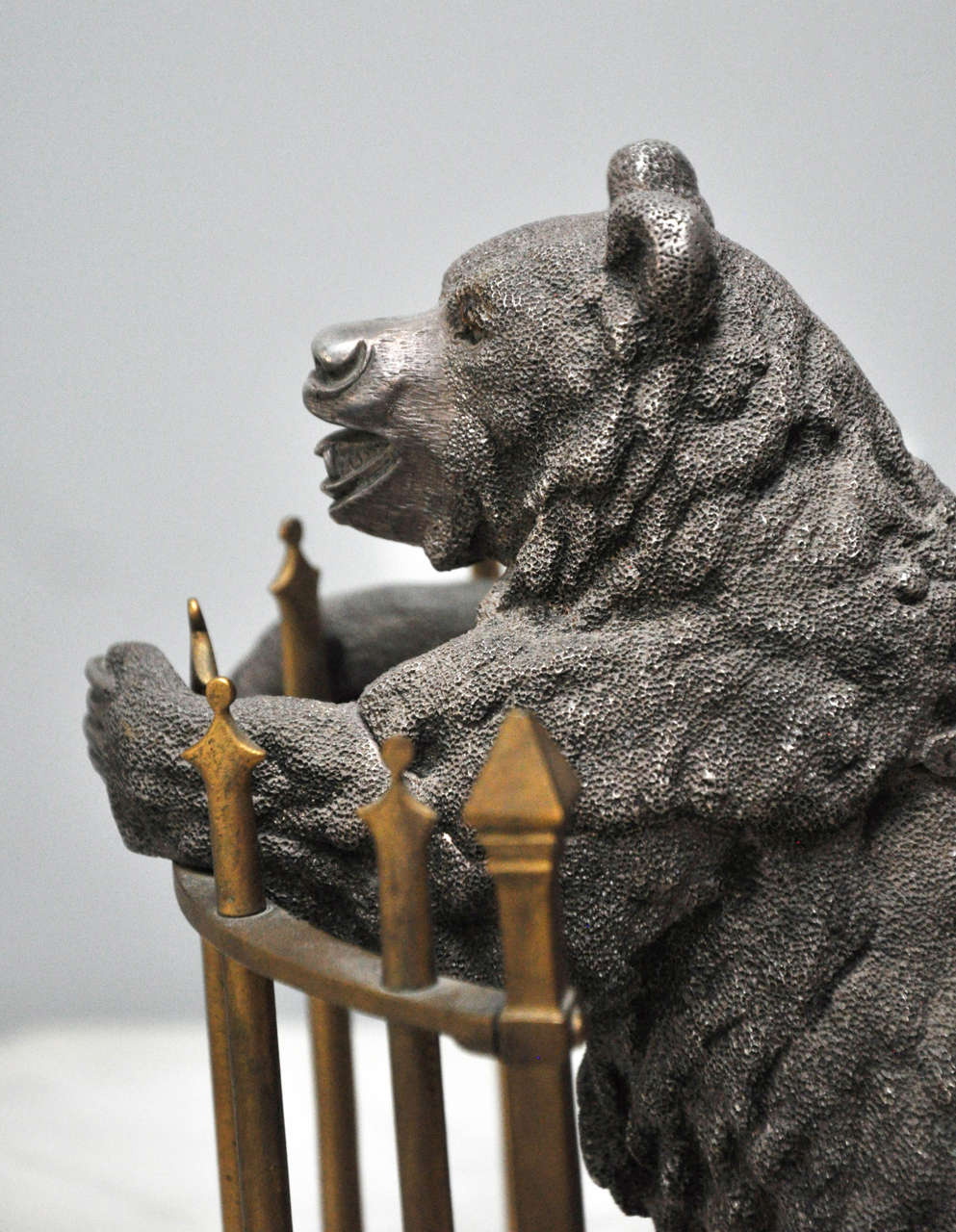 Russian Silvered Bronze Bear Inkwell, Russia, 1870 For Sale 3