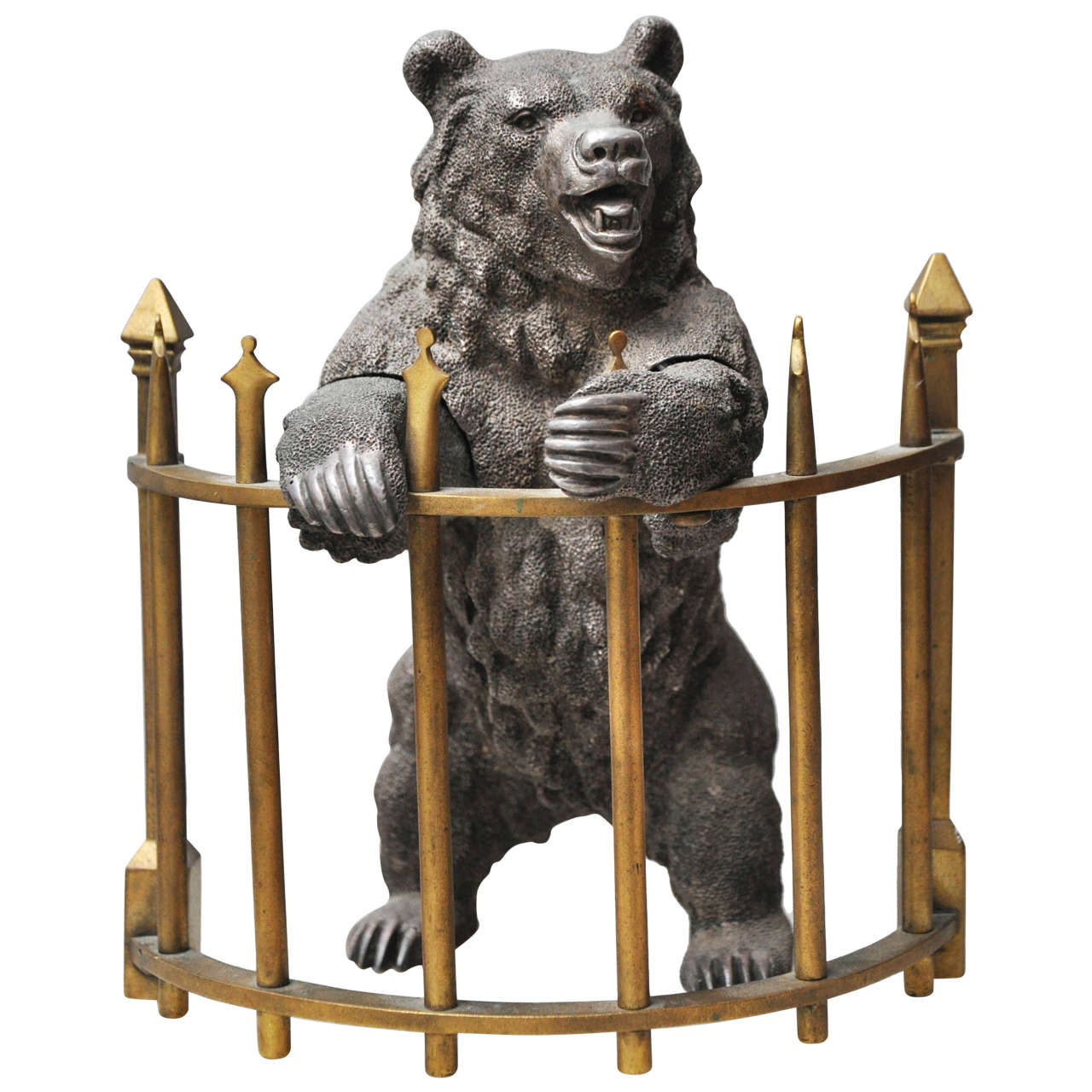 Russian Silvered Bronze Bear Inkwell, Russia, 1870 For Sale