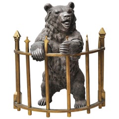 Russian Silvered Bronze Bear Inkwell, Russia, 1870