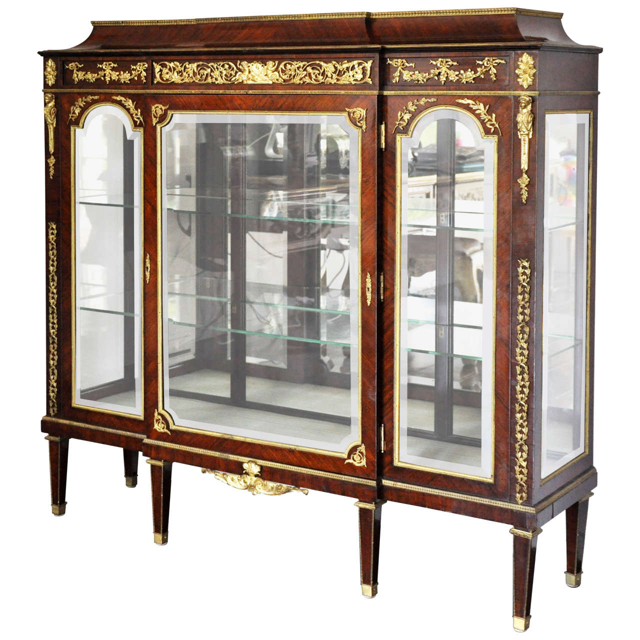 Neoclassical Style Mahogany and Gilt Bronze Vitrine, France, 1880 For Sale