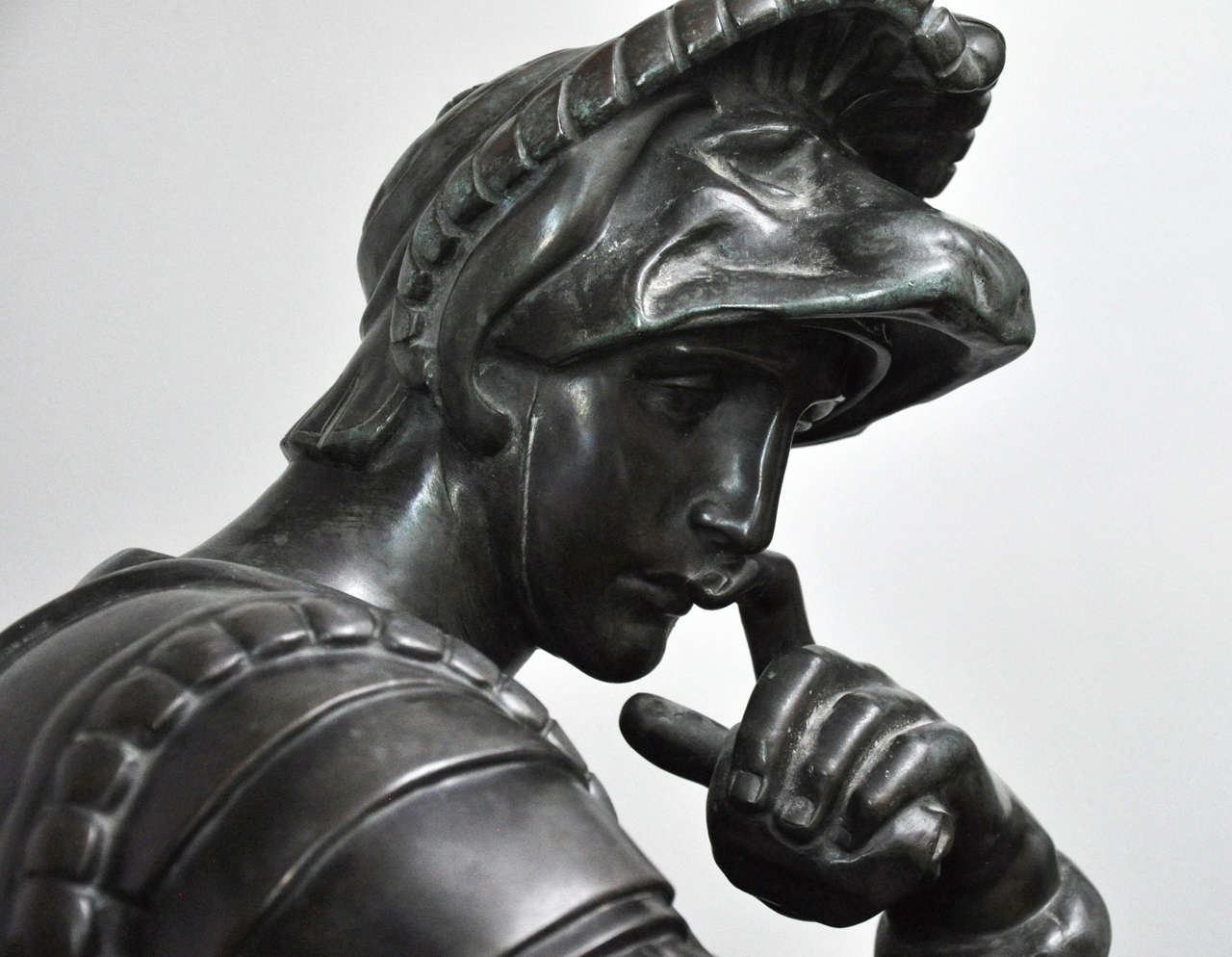Patinated Lorenzo de' Medici,  Almost Life-Size Bronze Sculpture after Michelangelo For Sale