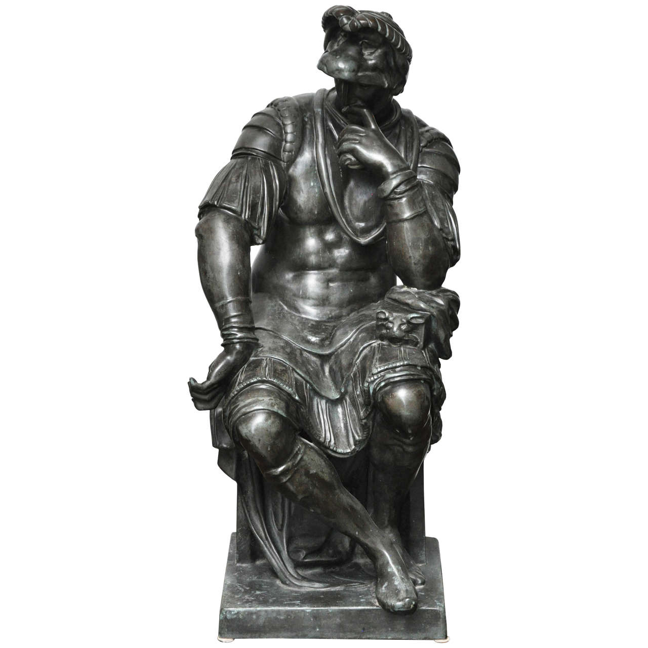 Lorenzo de' Medici,  Almost Life-Size Bronze Sculpture after Michelangelo For Sale