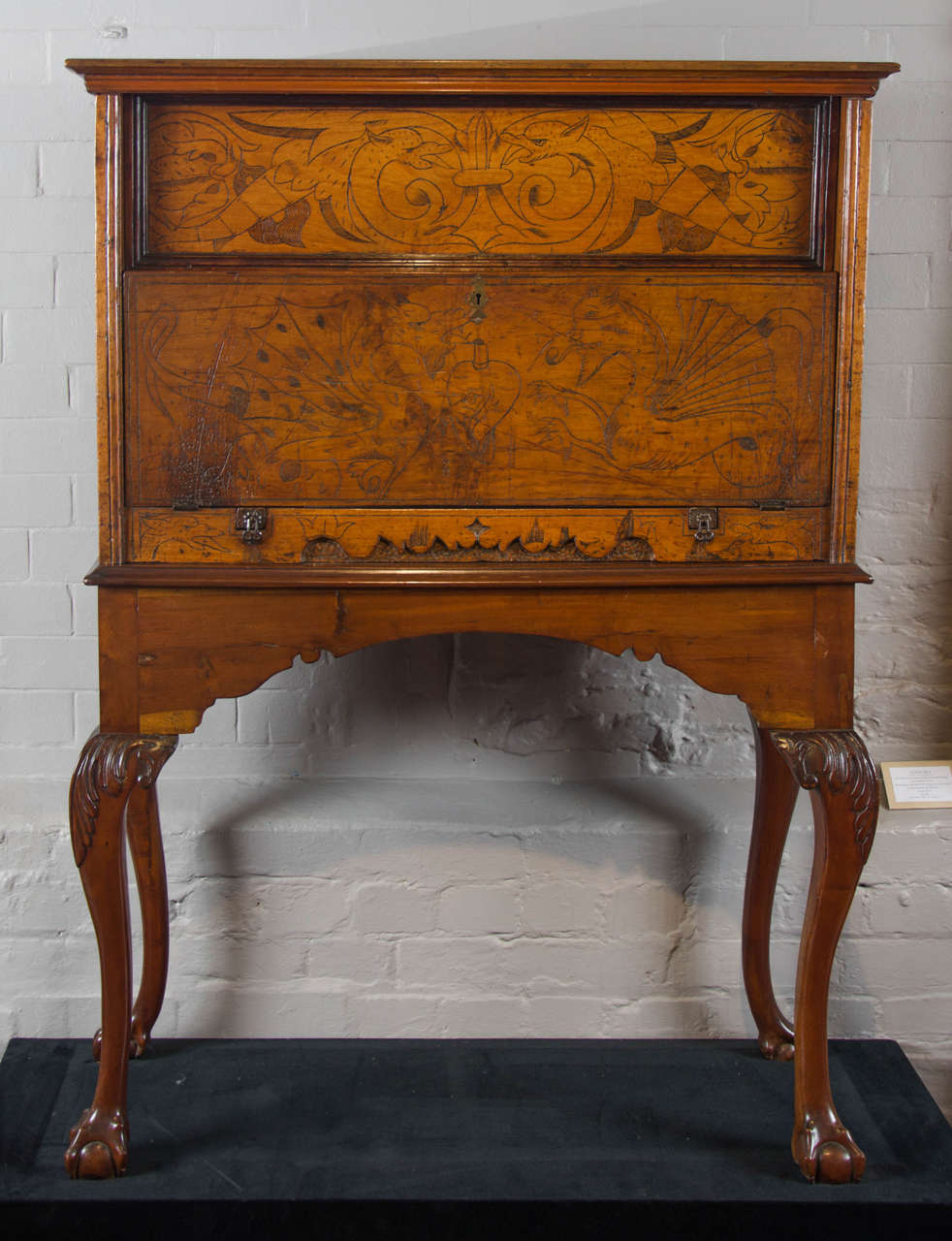 A rare and fascinating piece of historical furniture, 'The Purefoy Cabinet' is an Italian writing desk of the late 17th century. It was acquired by Mrs Elizabeth Purefoy of Shalstone in Buckinghmshire in the 1740s and adapted by the addition of a