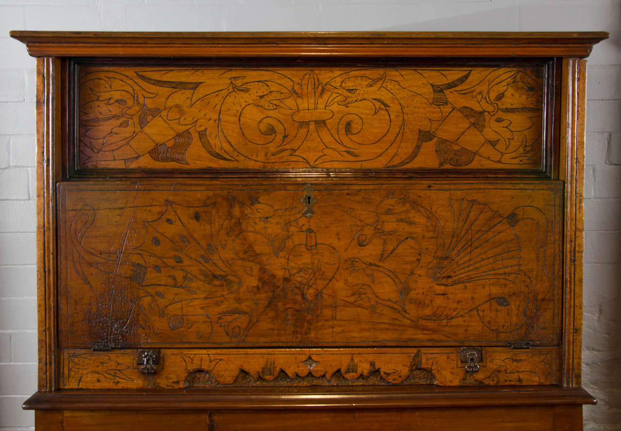 Grand Tour 17th Century Walnut Writing Cabinet on Stand