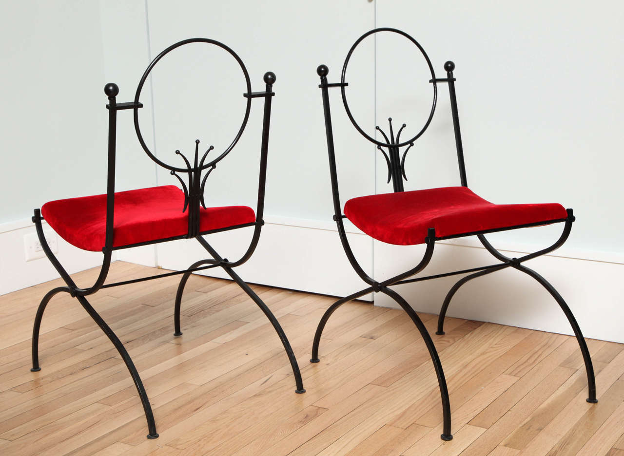 Pair of French, 1950s Side Chairs Attributed to Raymond Subes In Good Condition In New York, NY