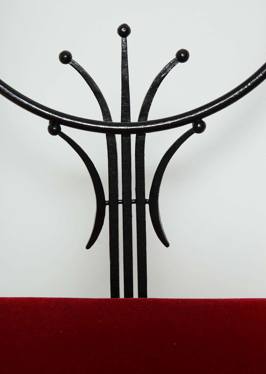 Wrought Iron Pair of French, 1950s Side Chairs Attributed to Raymond Subes