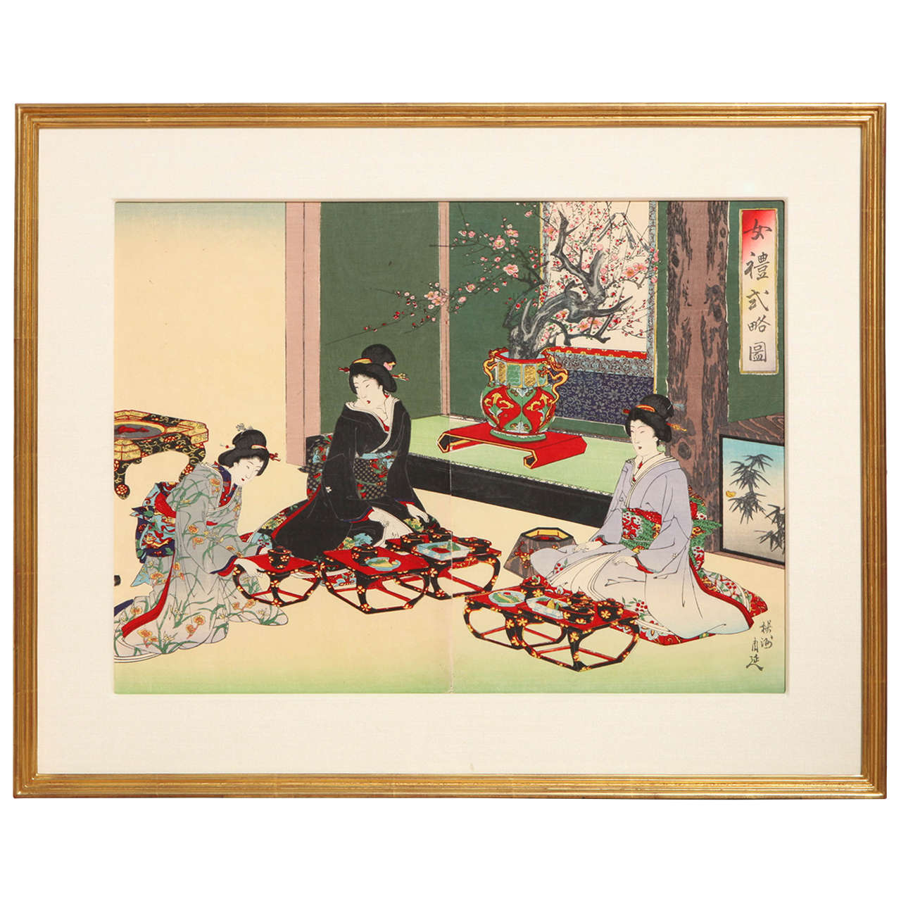 Japanese Color Woodblock Print by Toyohara Chikanobu For Sale