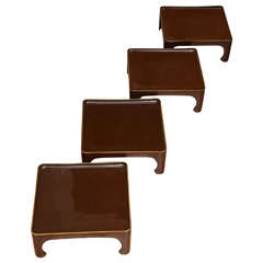 Retro Set of Four 1970s Lacquered Stacking Tables in the Chinese Style