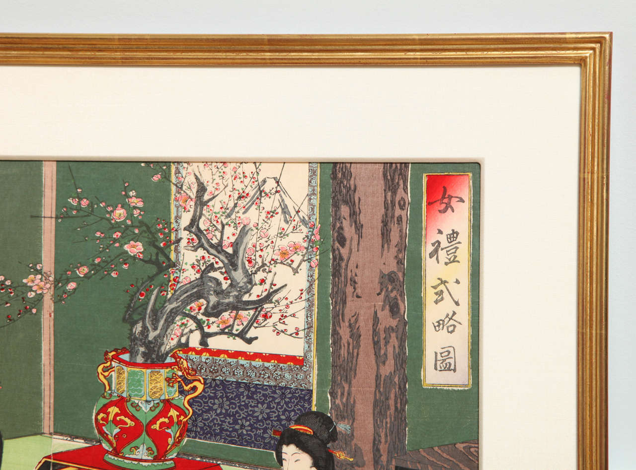 Japanese Color Woodblock Print by Toyohara Chikanobu For Sale at