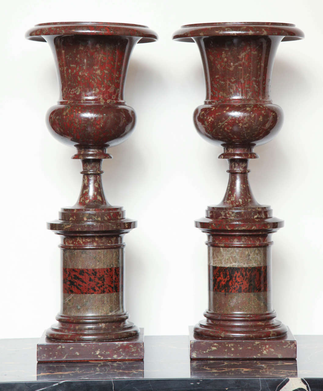 Exceptional Pair of 19th Century Serpentine Urns 4