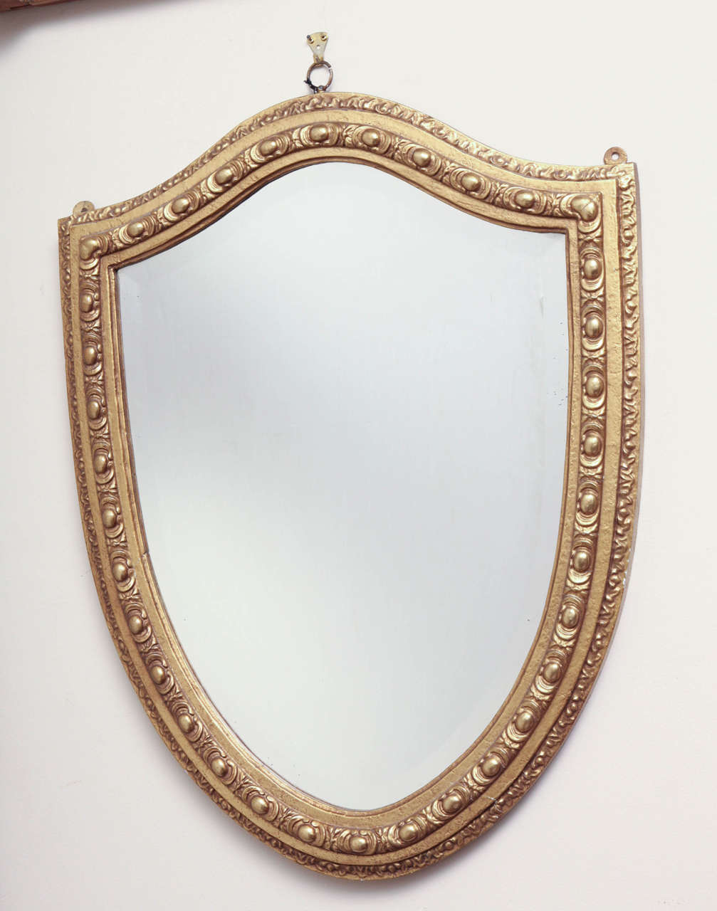 English, Shield-Shaped, Beveled Edge, Gilded Frame Mirror