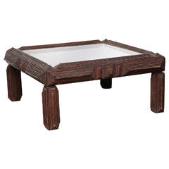 Tramp Art Coffee Table with Mirror Top
