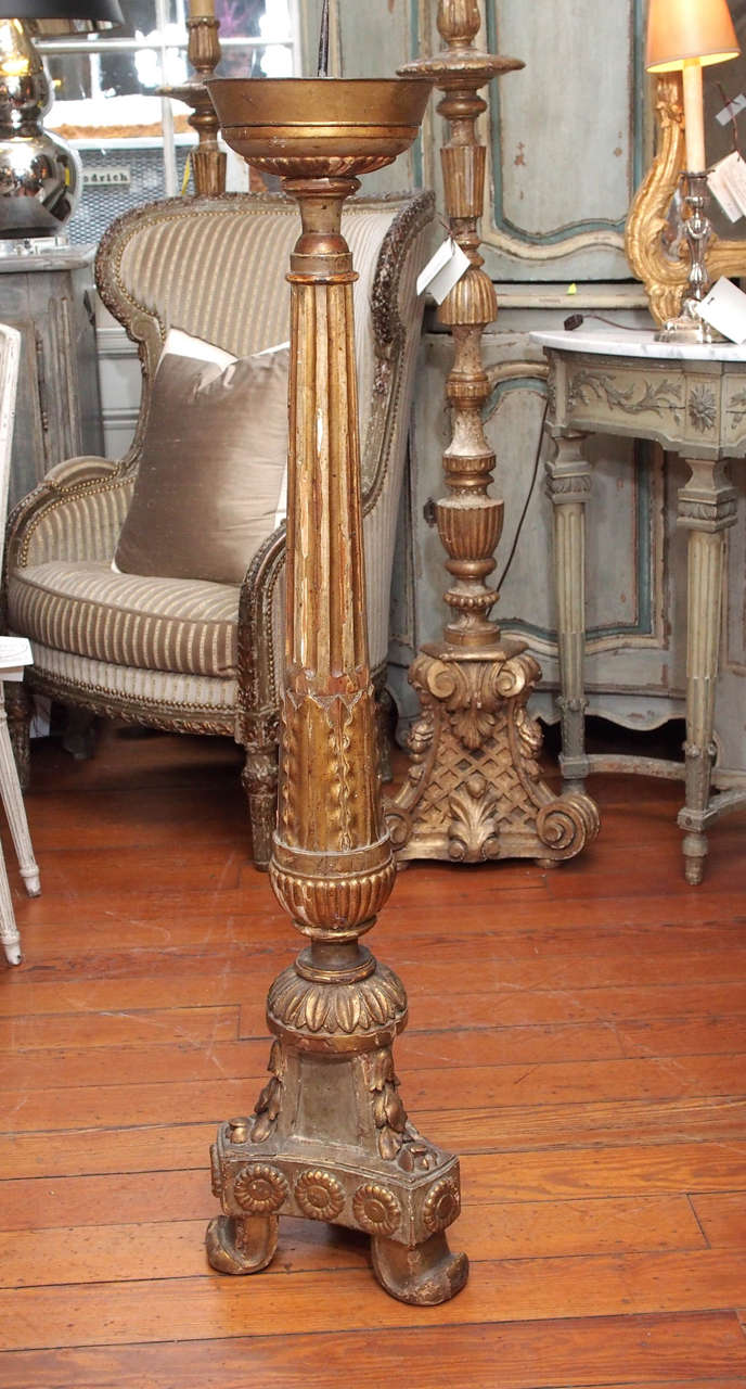 Louis XV Pair of 19th Century  Floor Altar Sticks For Sale