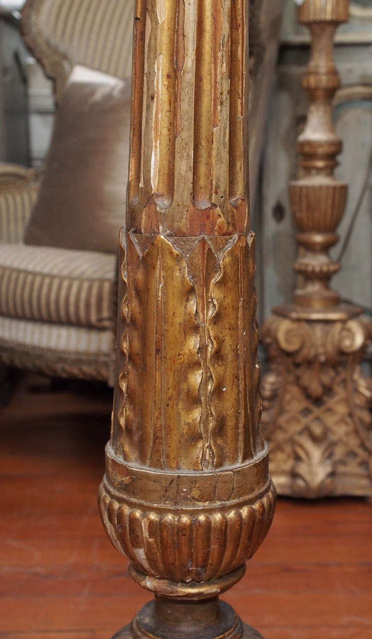 Brass Pair of 19th Century  Floor Altar Sticks For Sale