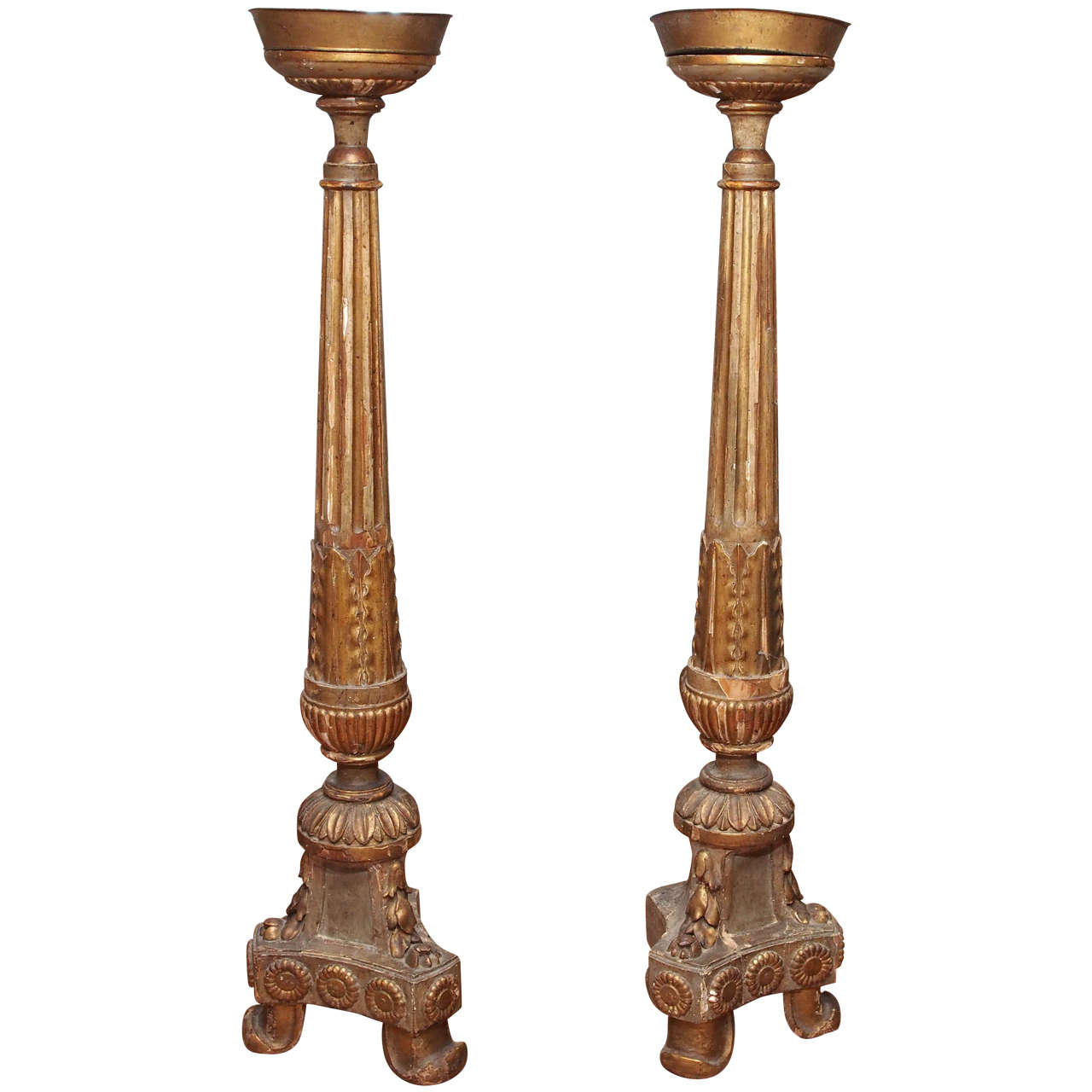 Pair of 19th Century  Floor Altar Sticks For Sale