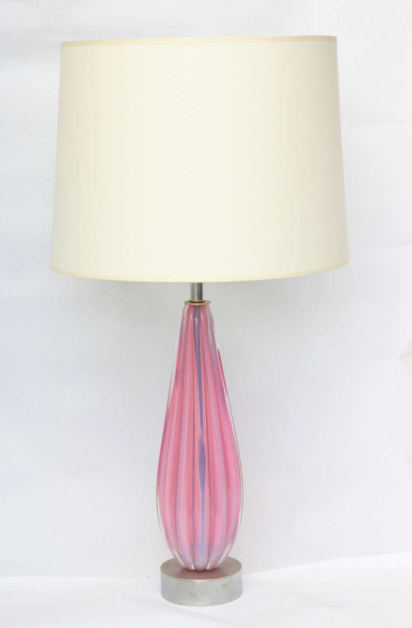 Pair of 1950s Italian art glass table lamps by Seguso.