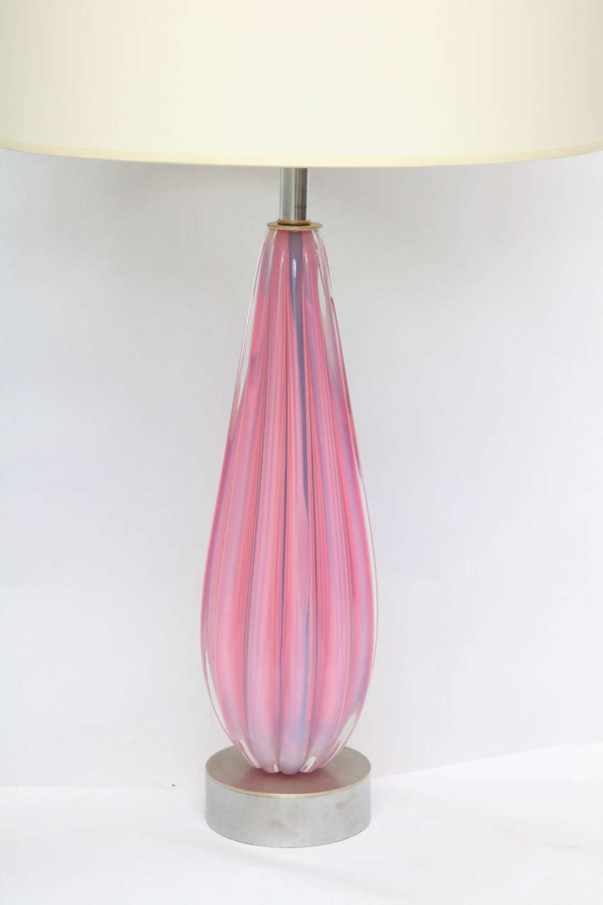 Mid-Century Modern Pair of 1950s Italian Art Glass Table Lamps by Seguso