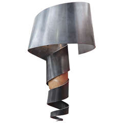 Modernist Sculptural Hand-Wrought Iron and Stone Wall Sconce 11