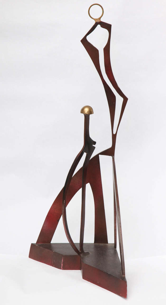 Marvin Bell sculpture patinated iron mother and child 2008.