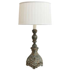 Late 19th Century Carved Candlestick as Custom Table Lamp