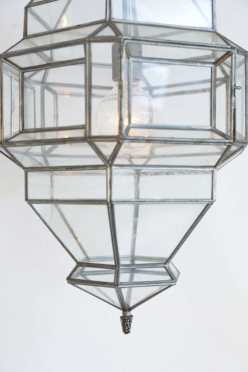 Silvered Vintage Glass Pendant Lantern