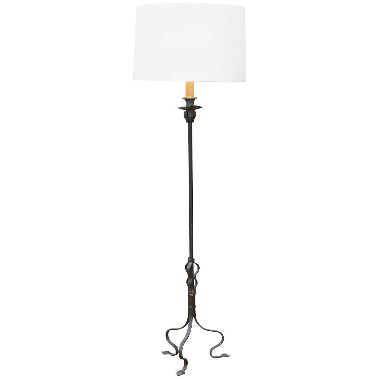 Vintage Iron Candle Stand As Floor Lamp At 1stdibs Vintage Iron Candle Stand As Floor Lamp For