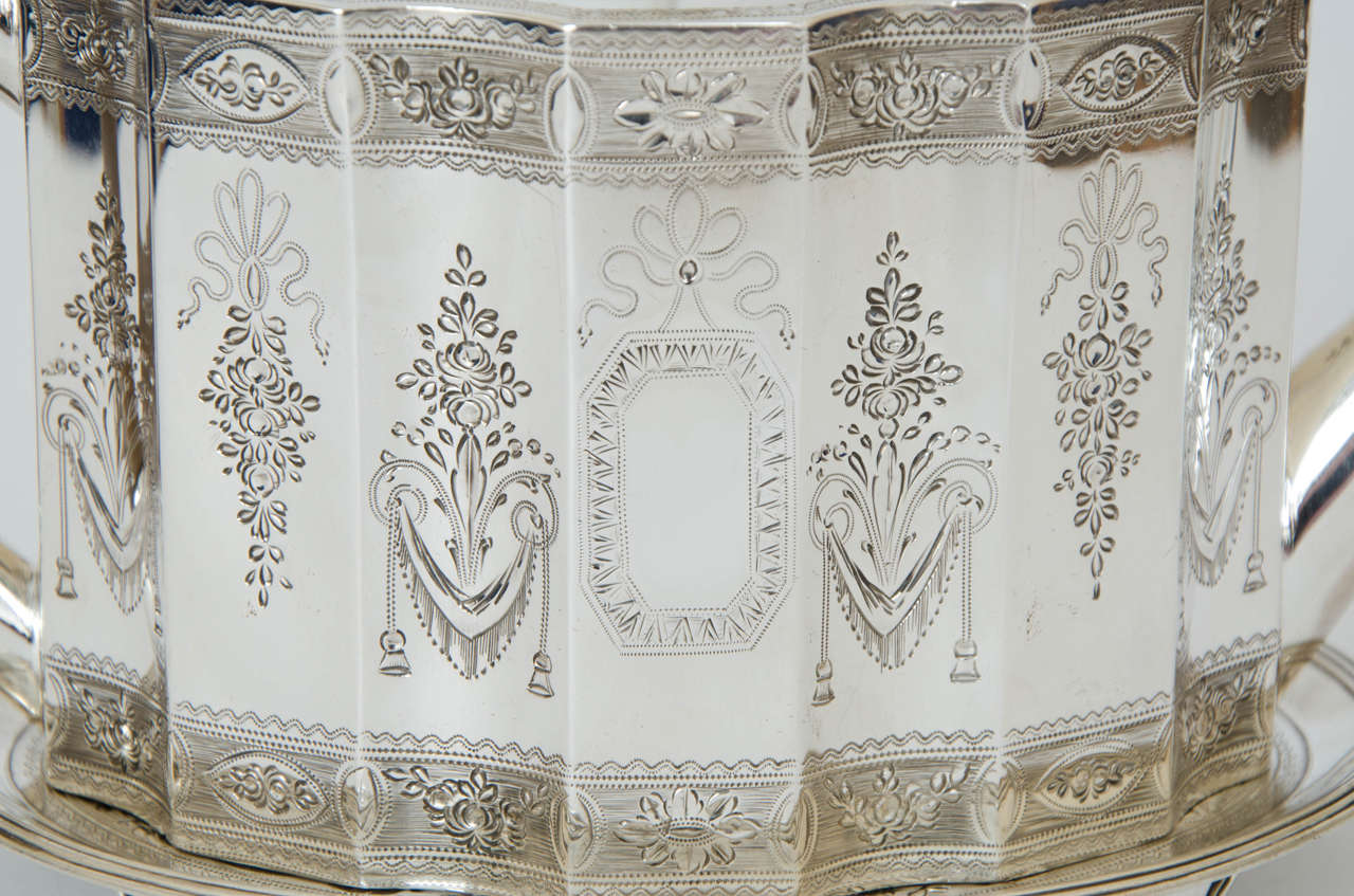 George III Sterling Tea Pot Made by C. Bland and Tea Pot Stand by Hannam & Crouch in 1788 For Sale