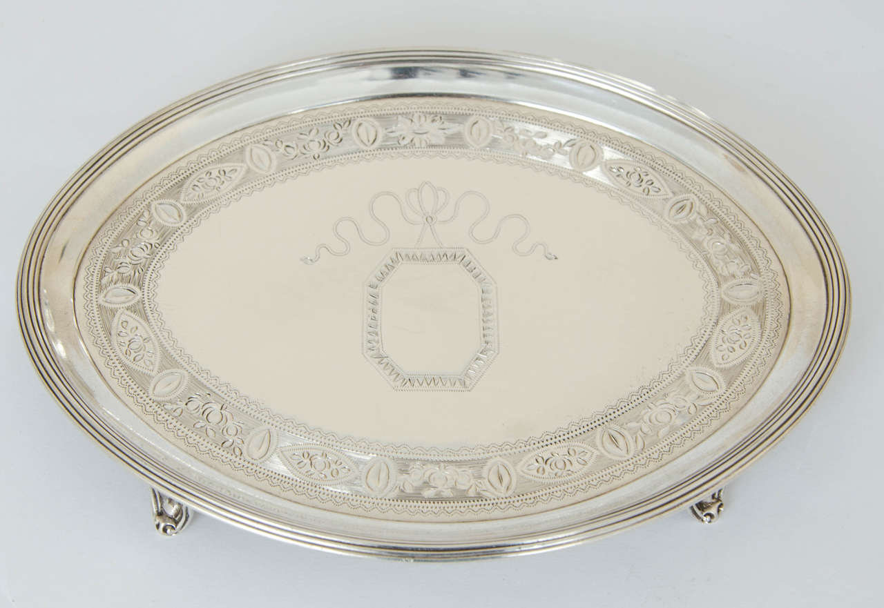 Silver Sterling Tea Pot Made by C. Bland and Tea Pot Stand by Hannam & Crouch in 1788 For Sale