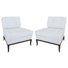 Pair of Upholstered Slipper Chairs by T.H. Robsjohn-Gibbings
