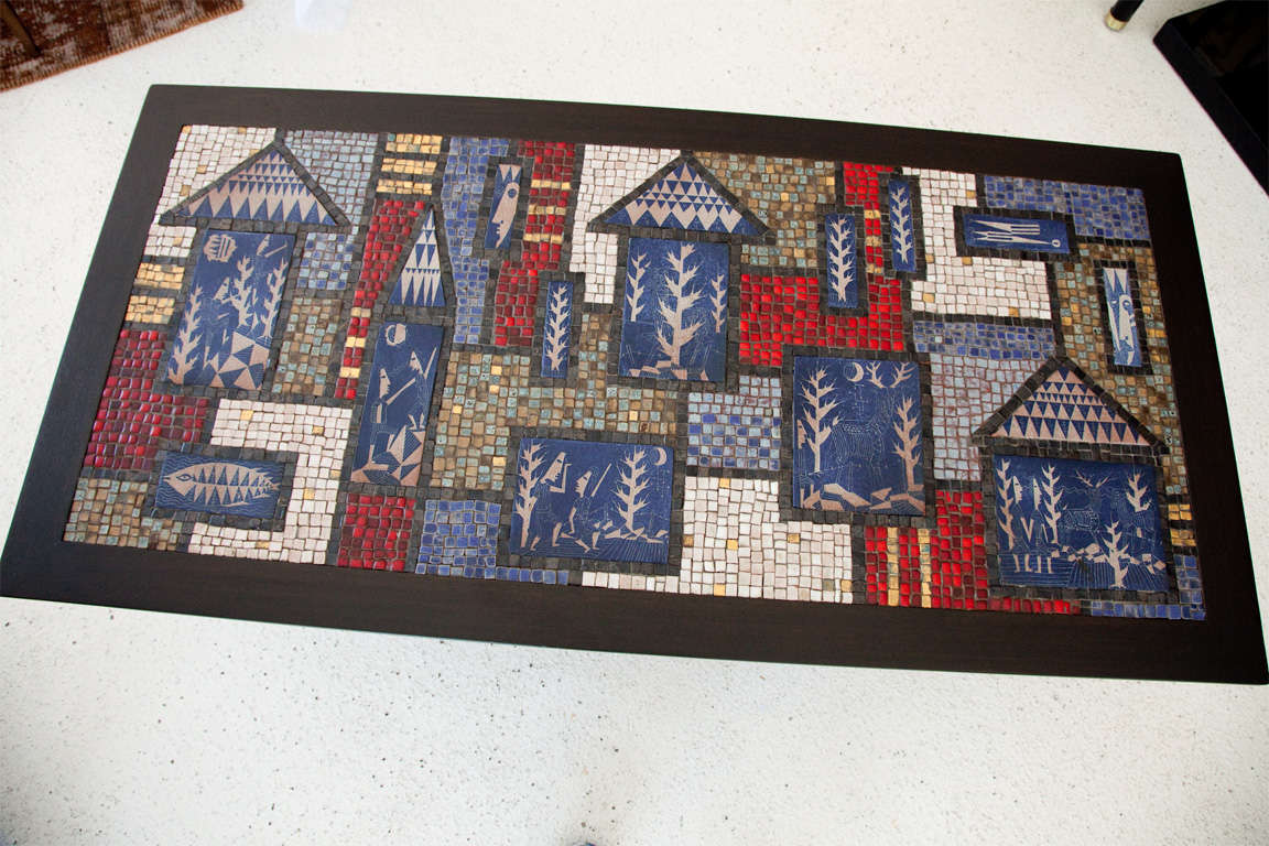 Ceramic Plaque and Mosaic Cocktail Table by Franz Bergmann