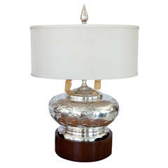 Hand Chased Silver Chinoiserie Table Lamp