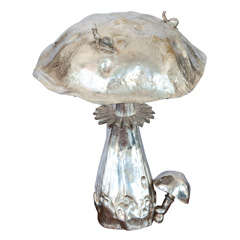 Silver Plated Mushroom Lamp by Franco Lapini