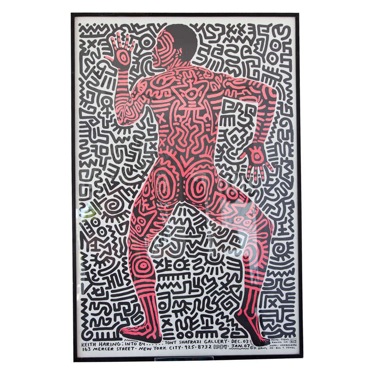 Framed Offset Lithograph  "Into 84" after Keith Haring