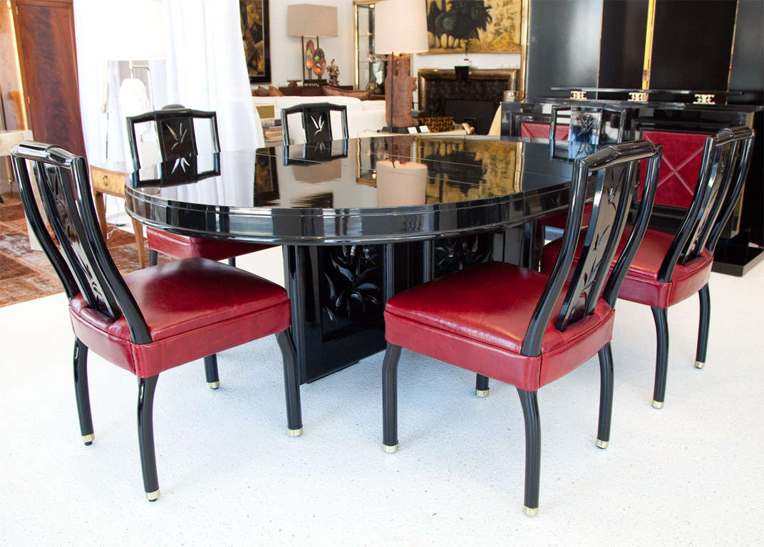 Lacquered Dining Table and Chairs by James Mont 5