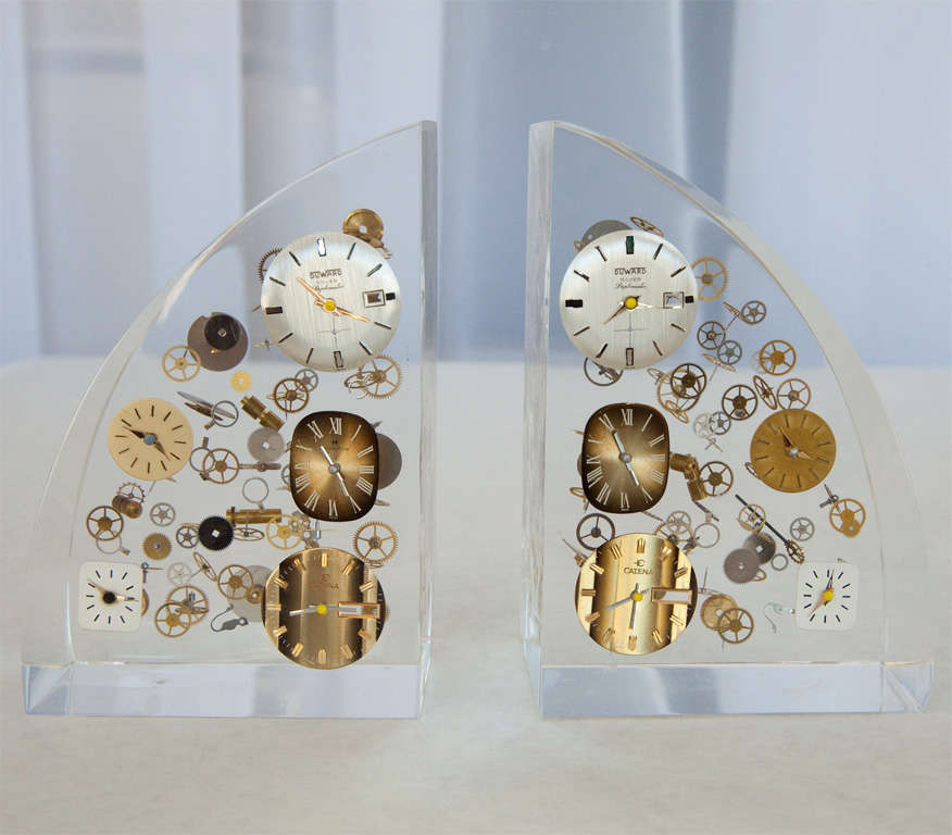 Vintage Lucite Bookends at 1stdibs